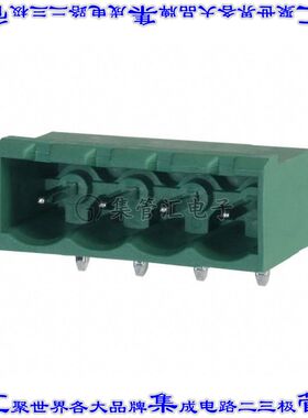 1757491 端子块连接器4POS接头公引脚带罩5mm绿色90DEG通孔