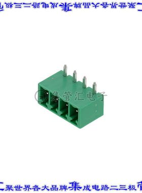 2643440000 端子块连接器4POS接头公引脚带罩3.81mm绿色90DEG通孔