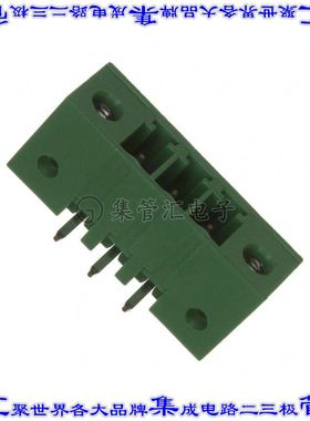 284541-3 端子块连接器3POS接头公引脚带罩3.81mm绿色90DEG通孔