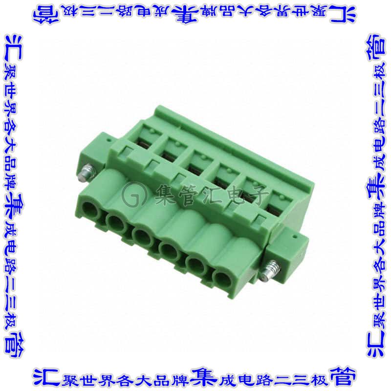 TS06715D0000G 端子块连接器6POS插头母插口5mm绿色自由悬挂