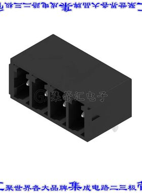 1793150000 端子块连接器4POS接头公引脚带罩3.81mm黑色90DEG通孔