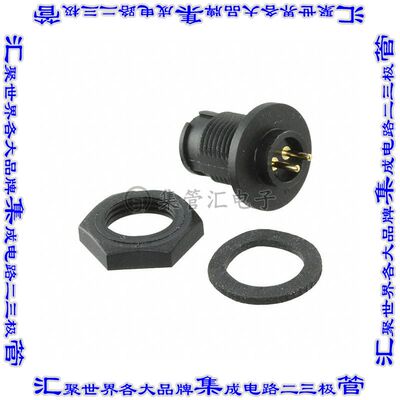 17281-2PG-300 圆形连接器2POS插座公形引脚焊接镀金面板安装通孔