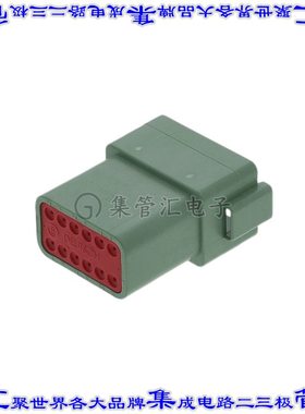 DT04-12PC-C015 矩形连接器外壳12POS插座2排公形引脚绿色自由悬