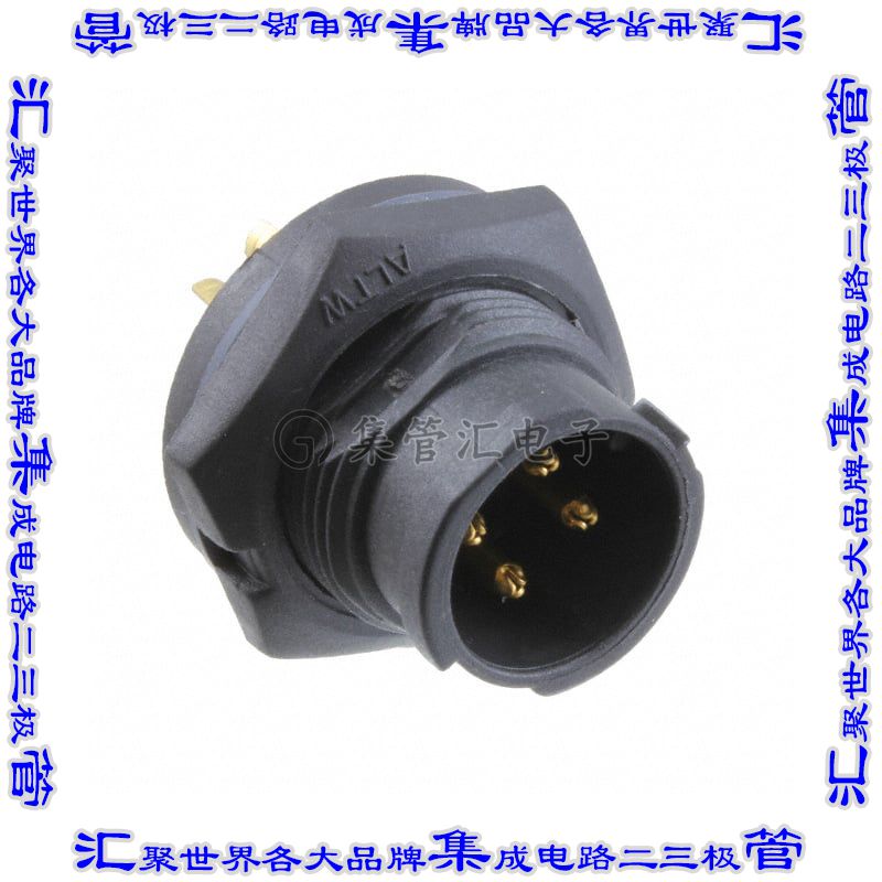 BB-04PMMS-QC8001 圆形连接器4(数据)插座公形引脚焊杯镀金面板安