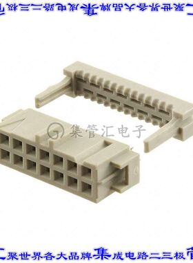 1-215882-4 矩形连接器14POS插座2排2.54mm母插口灰色IDC镀金自由
