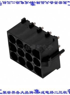 643428-3 针座连接器12POS插座3排6.35mm母形插口通孔直针镀金