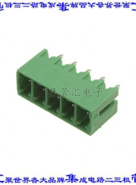 EBRA-05-B 端子块连接器5POS接头公引脚带罩3.81mm绿色垂直通孔
