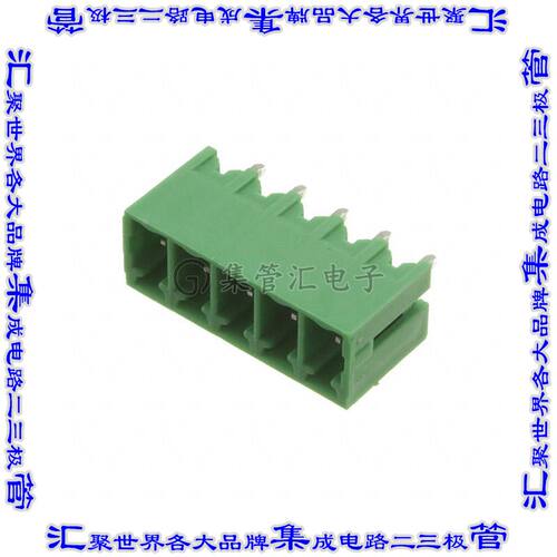 EBRA-05-B 端子块连接器5POS接头公引脚带罩3.81mm绿色垂直通孔
