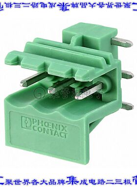 1861031 端子块连接器3POS接头公引脚带罩5mm绿色90DEG通孔