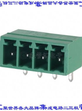 1803293 端子块连接器4POS接头公引脚带罩3.81mm绿色90DEG通孔