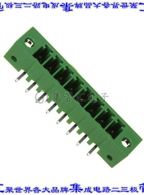 284541-8 端子块连接器8POS接头公引脚带罩3.81mm绿色90DEG通孔