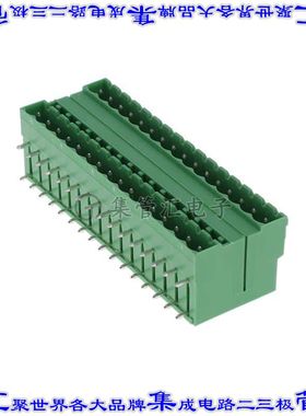 1762839 端子块连接器32POS接头公引脚带罩2排5mm绿色90DEG通孔