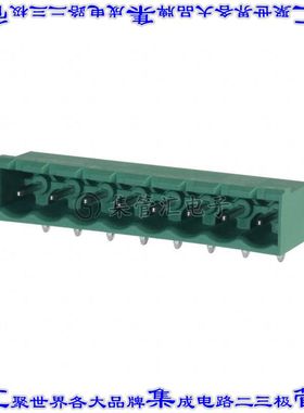 1757527 端子块连接器8POS接头公引脚带罩5mm绿色90DEG通孔