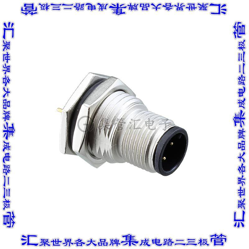 M12A-03PMMP-SF8001 圆形连接器3POS插座公形引脚焊接镀金面板安