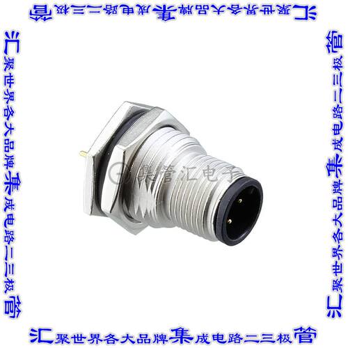 M12A-03PMMP-SF8001 圆形连接器3POS插座公形引脚焊接镀金面板安