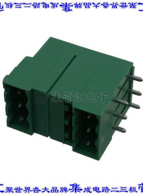 1762376 端子块连接器6POS接头公引脚带罩2排5.08mm绿色90DEG通孔