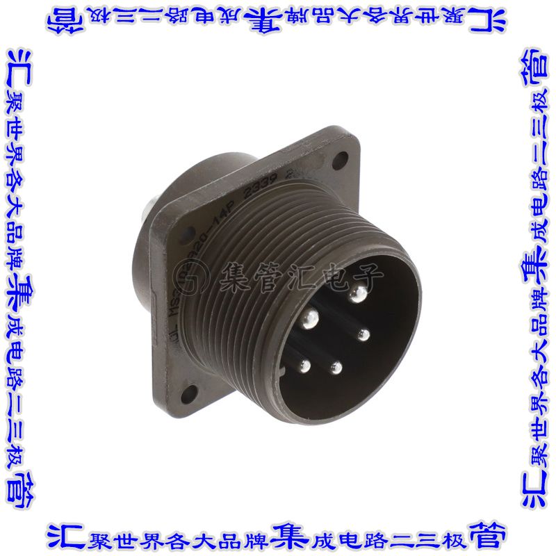 MS3102A20-14P 圆形连接器5POS插座公形引脚焊杯银面板安装