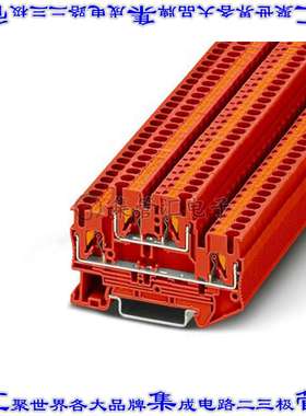 1109053 端子块连接器4POS馈通式2排5.2mm红色12-26AWG