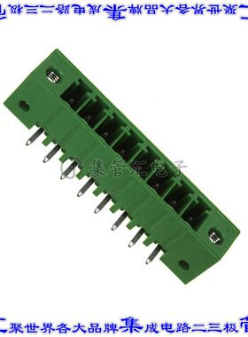 284539-8 端子块连接器8POS接头公引脚带罩3.5mm绿色90DEG通孔