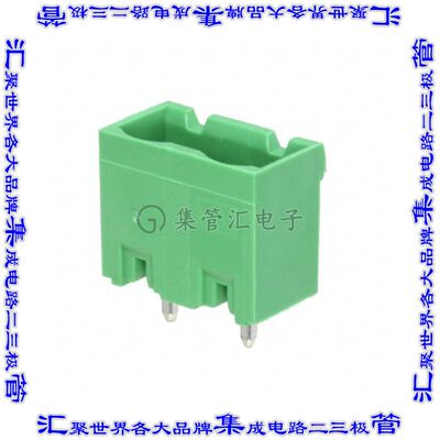 796980-2 端子块连接器2POS接头公引脚带罩7.62mm绿色垂直通孔