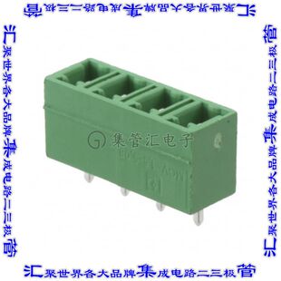 1836312 端子块连接器4POS接头公引脚带罩5.08mm绿色垂直通孔