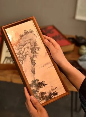国画竹盒画框书法岩茶礼盒