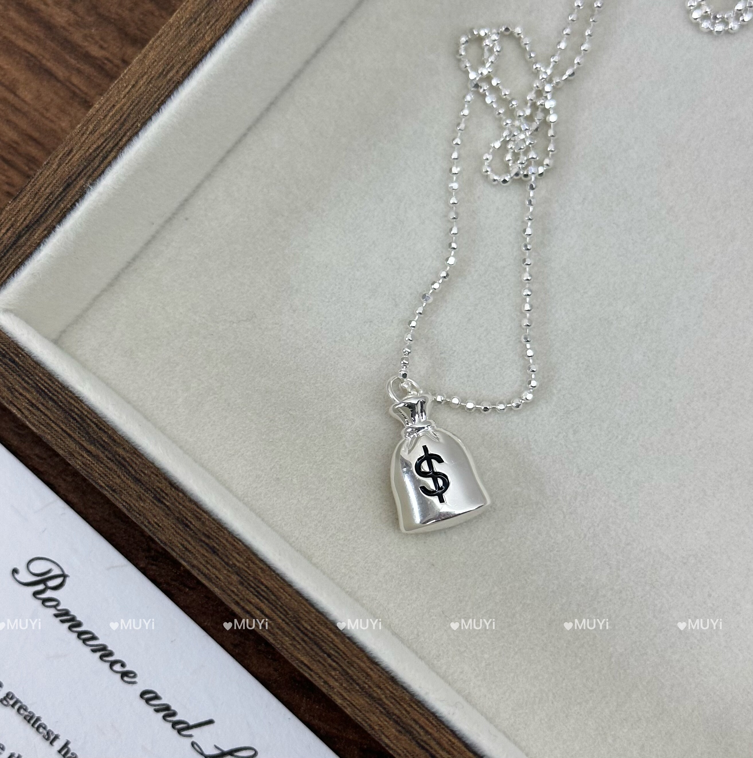 MUYi 韩系925纯银钱袋子项链长款高级感毛衣链