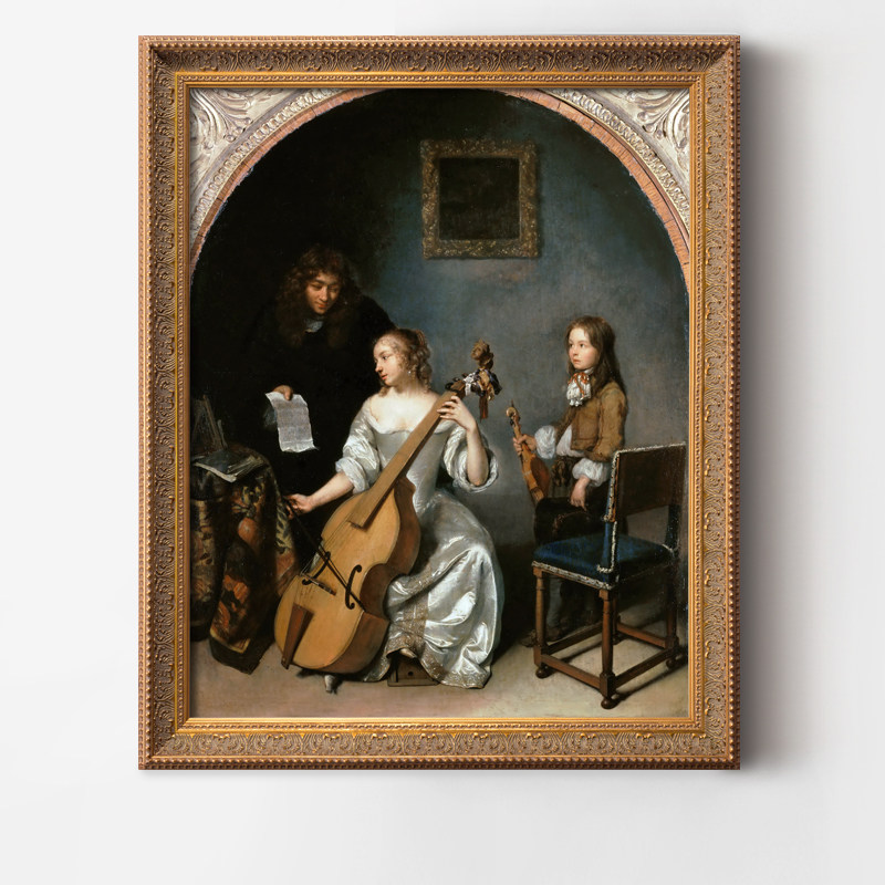 大提琴演奏 法式复古竖版钢琴房琴行油画人物玄关装饰画沙发挂画