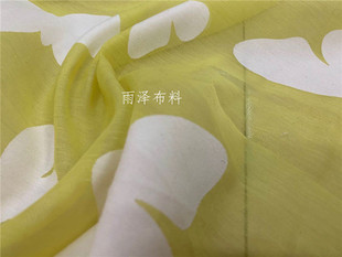 进口 薄款半透浅黄色 白色蝴蝶半棉欧根纱丝麻面料  汉服 连衣裙