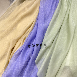 夏季薄款紫色 绿色米黄色小雏菊印花天棉纱布料 衬衫汉服连衣裙