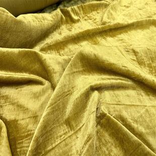 水绿色 黄色平纹不倒绒丝绒布料 化纤垂感 礼服 西装 上衣布料