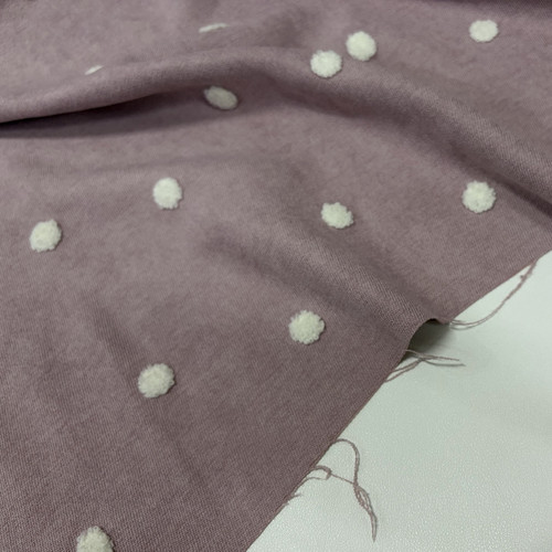 新款皮粉色复古毛毛球波点提花灯芯绒布料手工diy服装面料