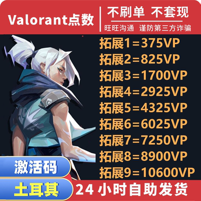 秒发 valorant瓦罗兰特土耳其服vp点数充值 土区代充 激活码CDK