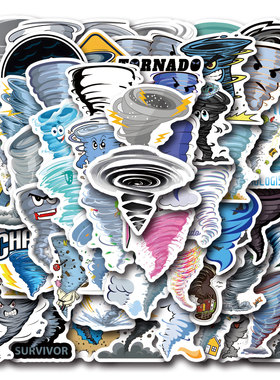 55张卡通Tomado龙卷风创意贴画笔记本电脑手机旅行箱大肚杯子贴纸