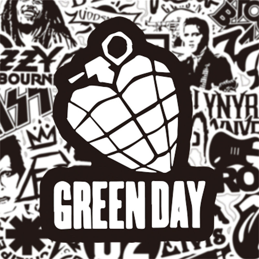 50张黑白乐队摇滚ROCK贴纸装饰行李箱笔记本电脑手机吉他防水贴