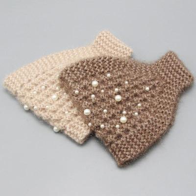 珍珠菠萝帽遮脑门针织帽护耳春秋冬孕妇毛线两用可当围脖束发带弹