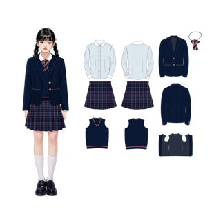 中小学校服礼服套装款式平面矢量效果图设计竞标文件工艺制作代画