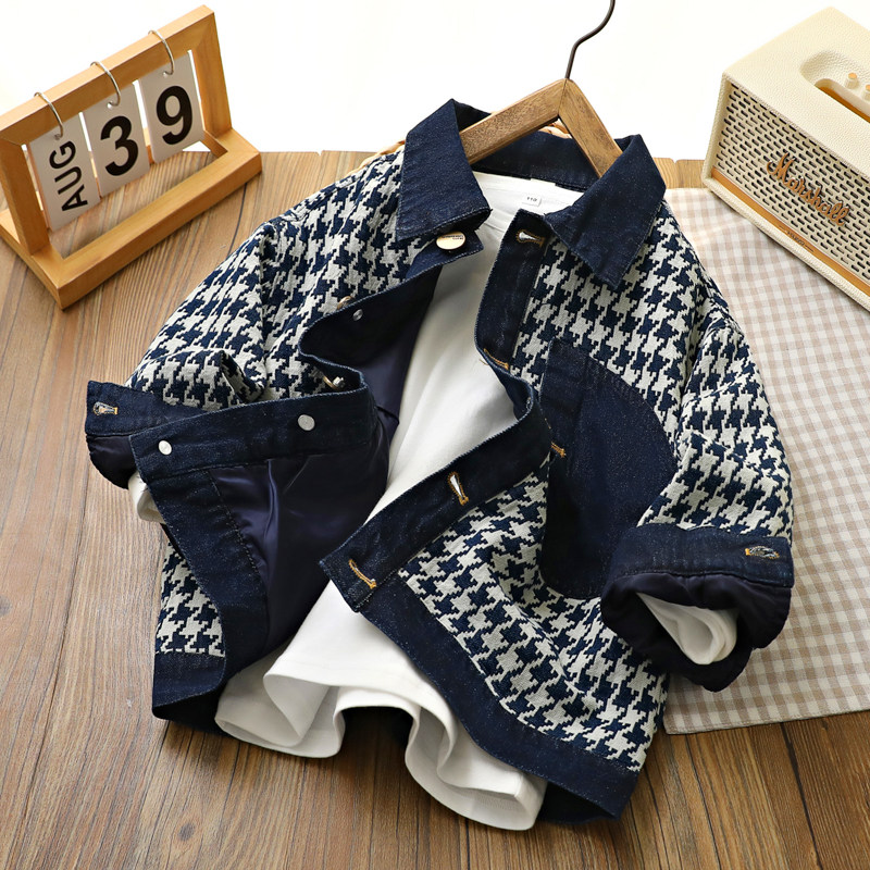 男童牛仔外套春秋季新款中大童帅气千鸟格儿童装休闲翻领纽扣长袖,童装/婴儿装/亲子装,普通外套,淘宝优惠券,粉丝福利购,淘宝优惠卷