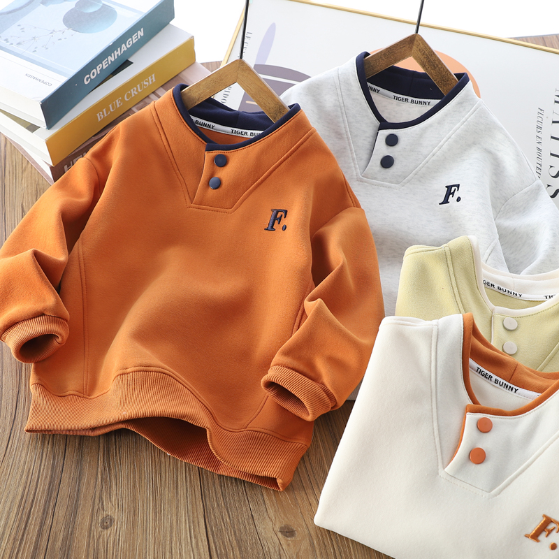 男童卫衣春秋装2025新款儿童帅气休闲上衣男孩半开领运动服打底衫