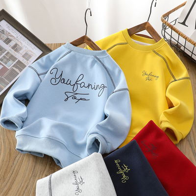 Ｆ男童圆领卫衣2025春季款中大童休闲套头上衣儿童长袖T恤衫打底