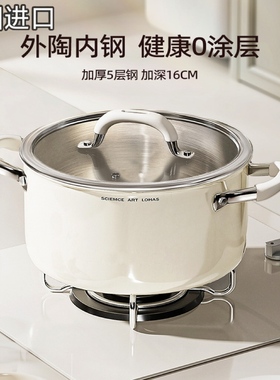 德国进口316不锈钢家用厨房汤锅燃气蒸煮一体炖锅双耳蒸煮炖锅