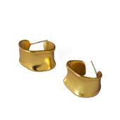 铜镀18K真金欧美高级感百搭简约大气不规则C字耳环女925银针耳饰