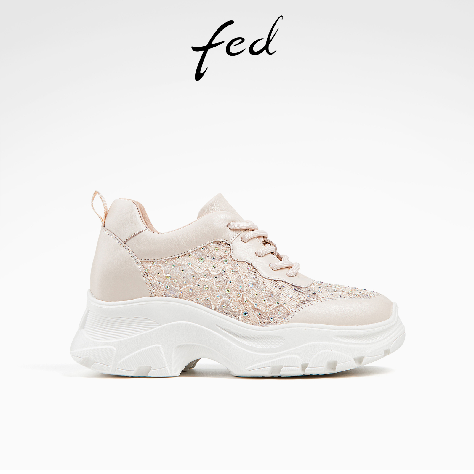 fed蕾丝网面老爹鞋夏季新款女鞋松糕厚底鞋休闲鞋女款D0423-YA682