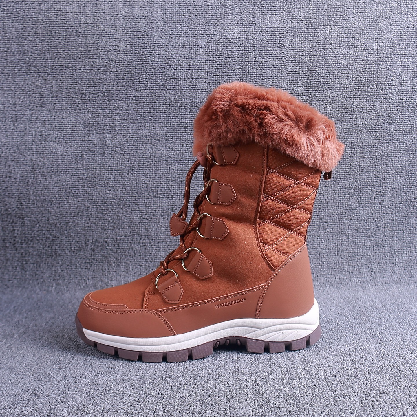 冬季抗寒-30°保暖雪地靴高筒加绒加毛加厚雪地棉侧拉链户外女靴