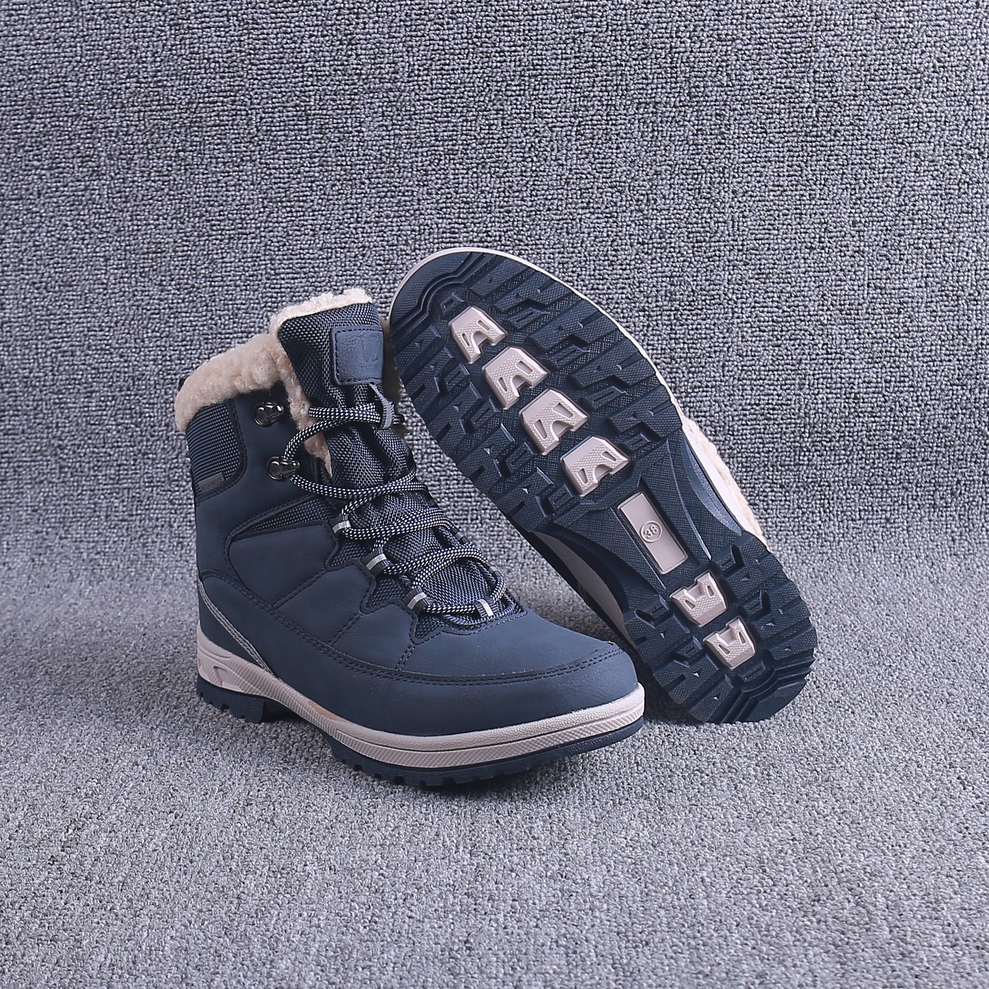 英国单冬季抗寒-40度羊羔绒雪地靴加绒加厚中帮雪地棉东北大棉鞋