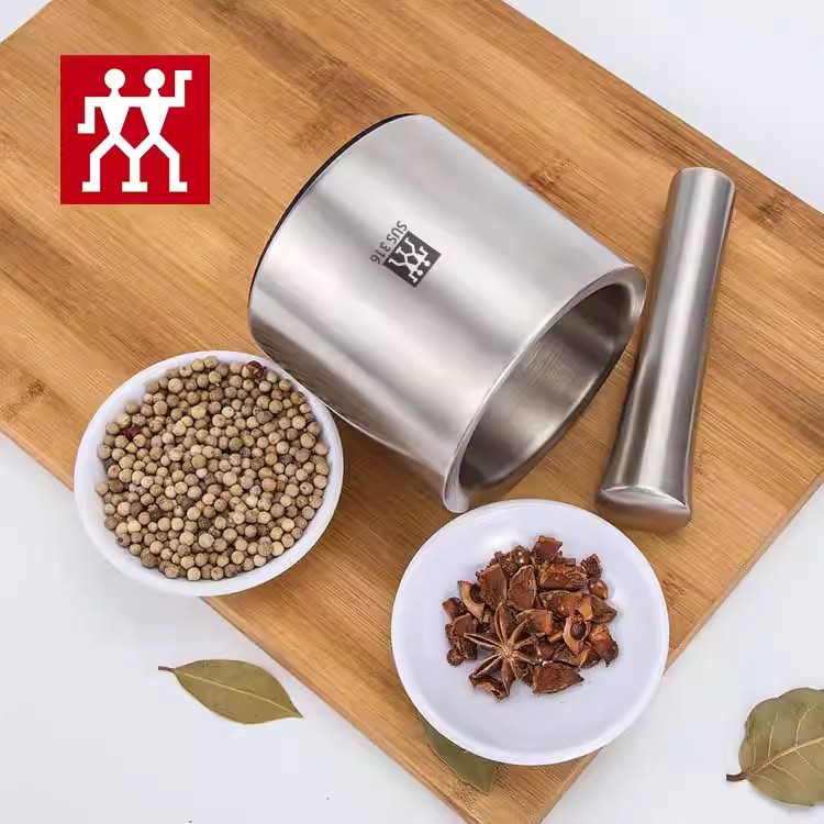 双立人不锈钢捣蒜器家用捣药研磨器手动蒜泥压蒜器实心304磨钵器