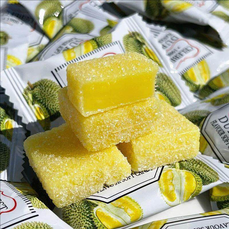 热销英国风味yingpai正宗榴莲糖味软糖果汁水果糖泰国风味俄罗斯
