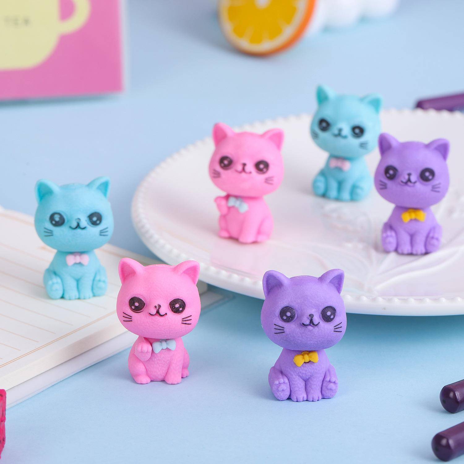 创意可爱猫咪动物橡皮擦学生橡皮文具六一期末圣诞礼物奖品