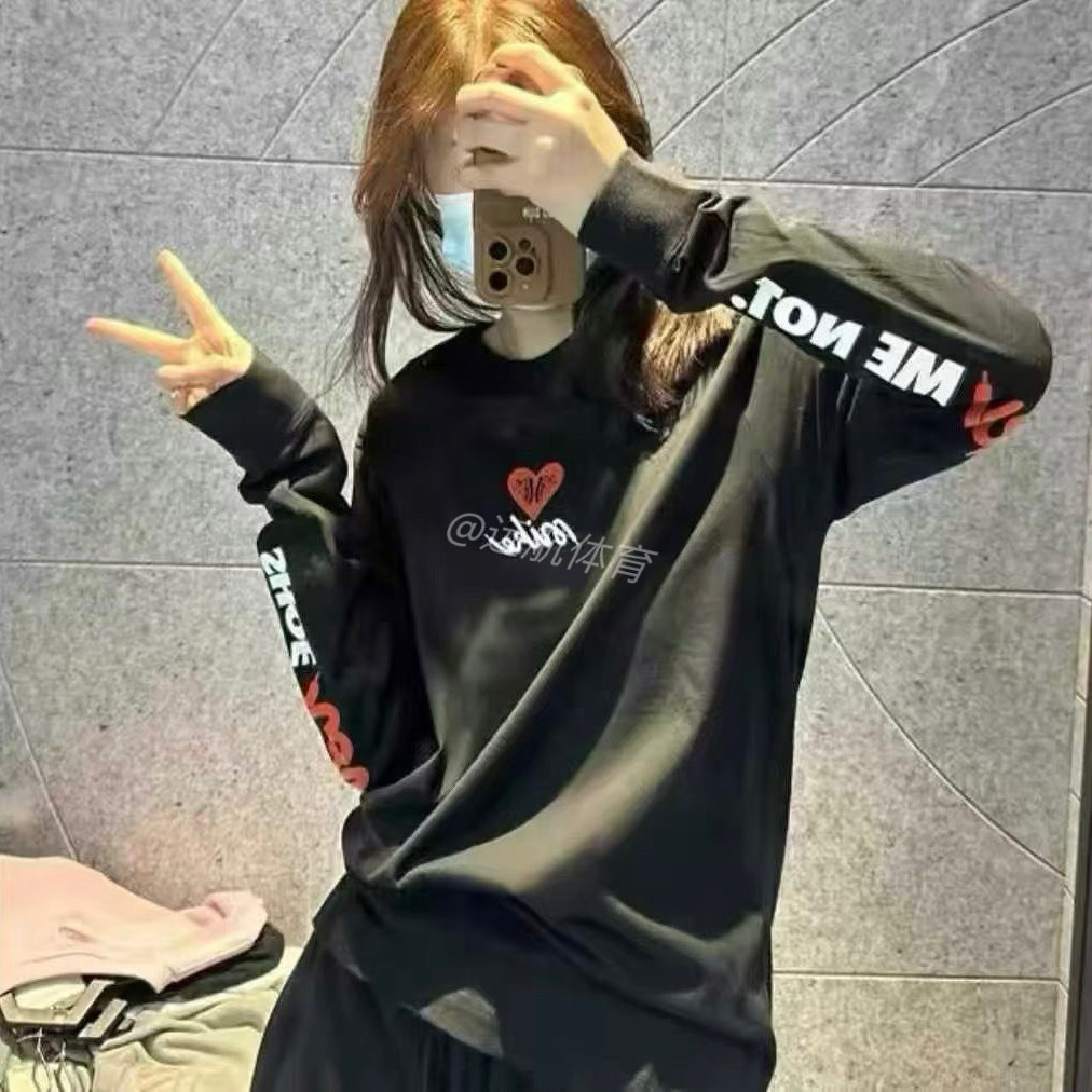 Nike/耐克 字母印花内搭长袖T恤男女宽松套头衫街头休闲风HV9808