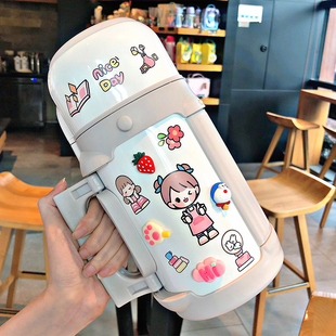 日本无印mu保温杯女大容量可爱便携杯子户外保温水壶1l水杯学生保